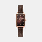 Ariane Women Quartz Brown Dial Analog Leather Watch 050K984