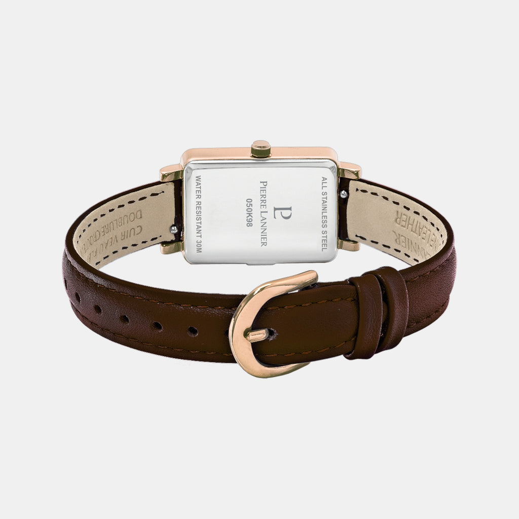 Ariane Women Quartz Brown Dial Analog Leather Watch 050K984