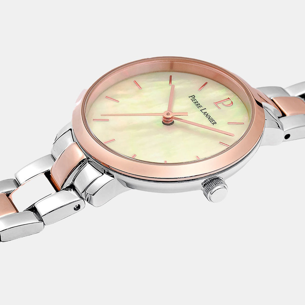 Aura Women Quartz White Dial Analog Stainless Steel Watch 055M791