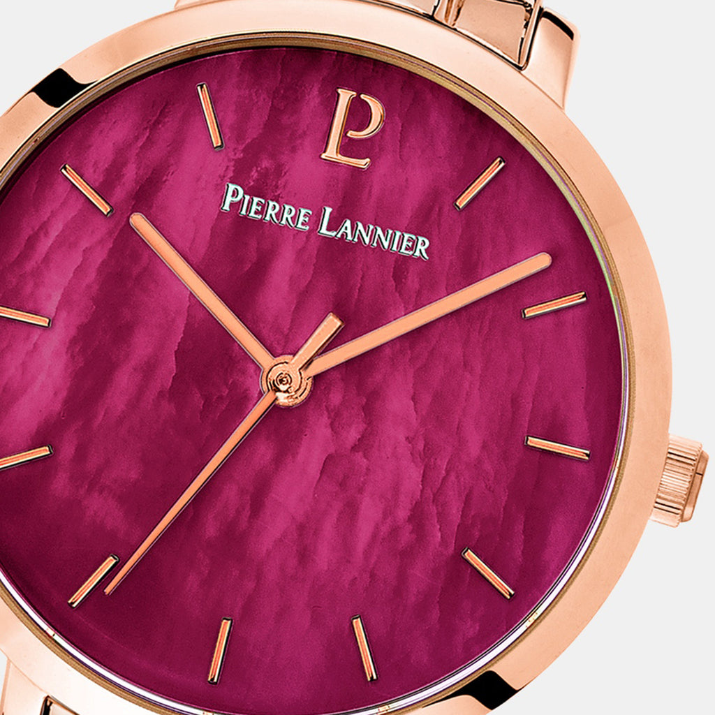 Aura Women Quartz Pink Dial Analog Stainless Steel Watch 055M958