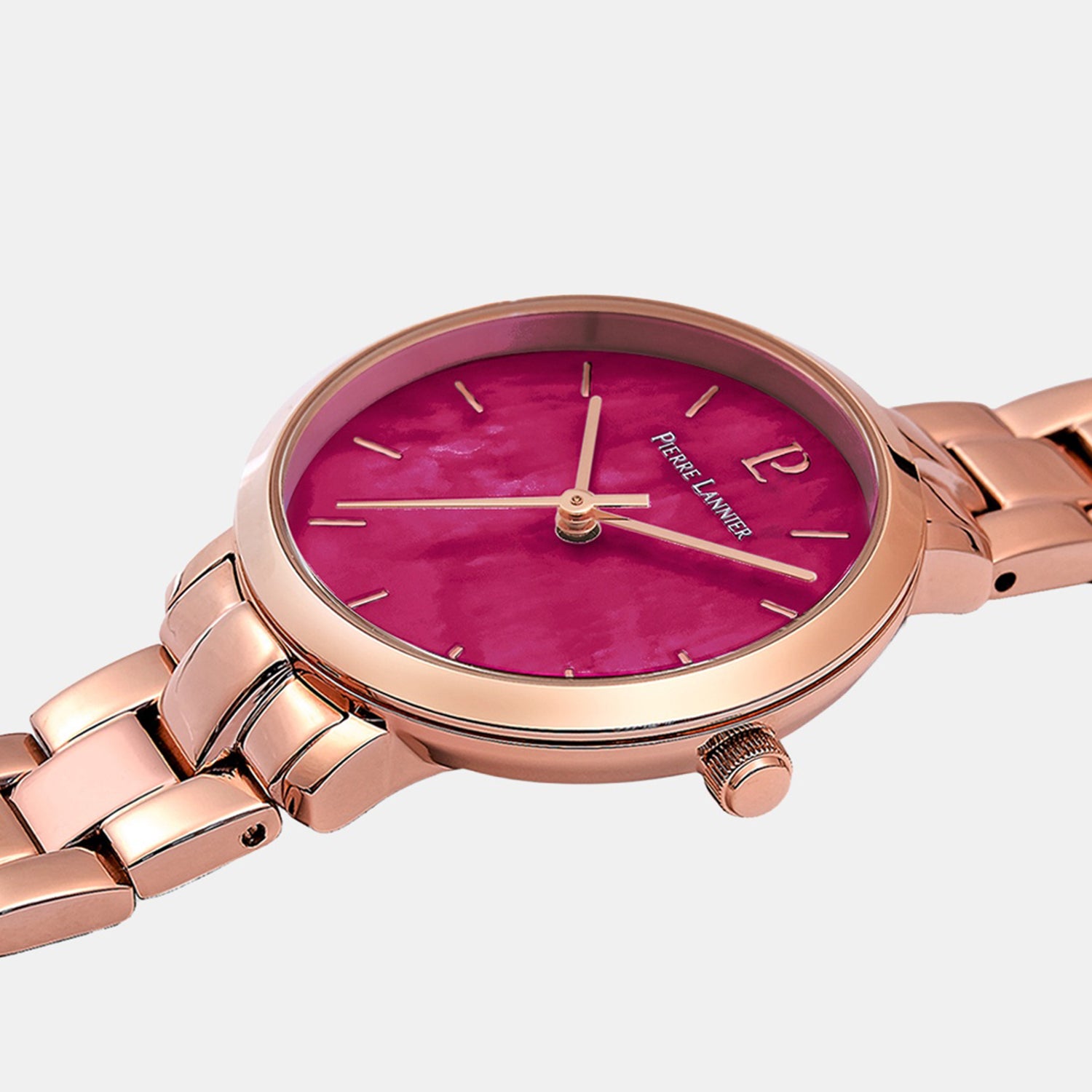 Aura Women Quartz Pink Dial Analog Stainless Steel Watch 055M958