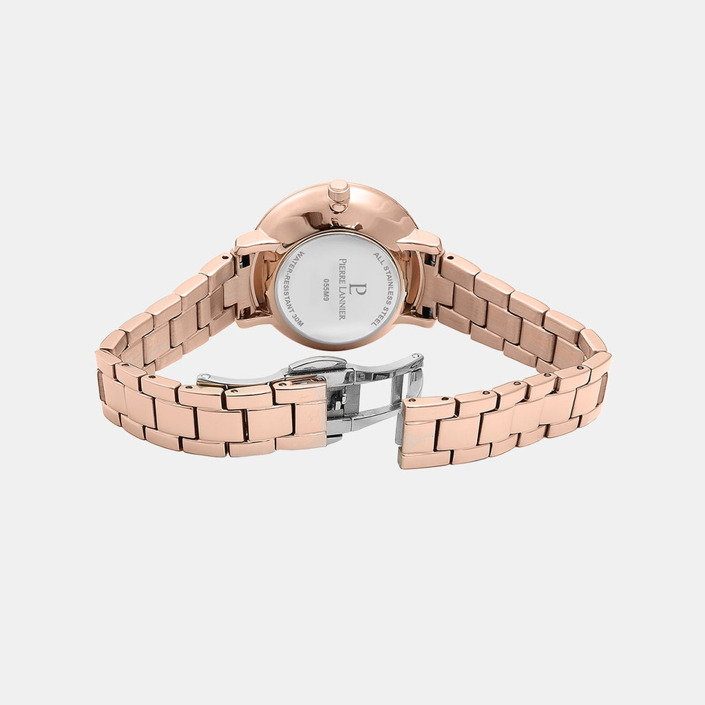 Aura Women Quartz Raspberry Dial Analog Stainless Steel Watch 055M958