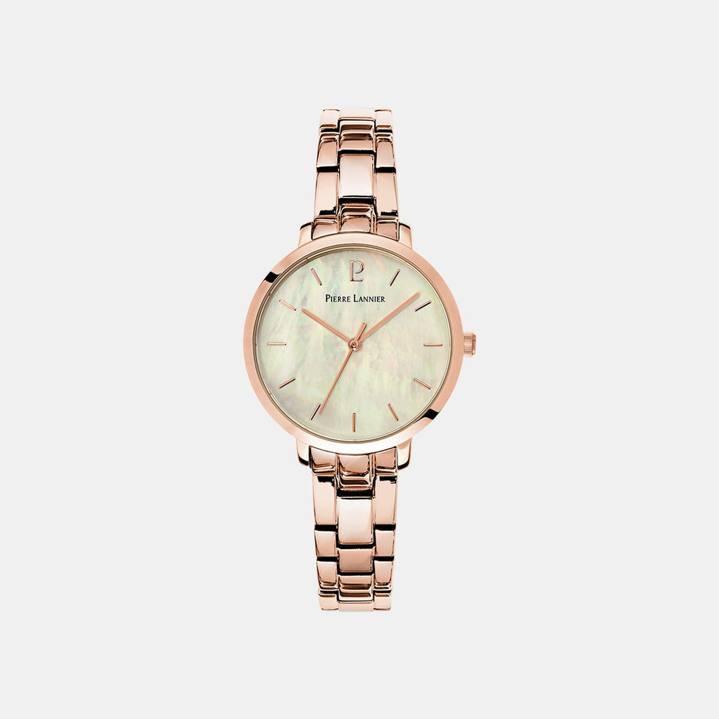 Aura Women Quartz White Dial Analog Stainless Steel Watch 055M999