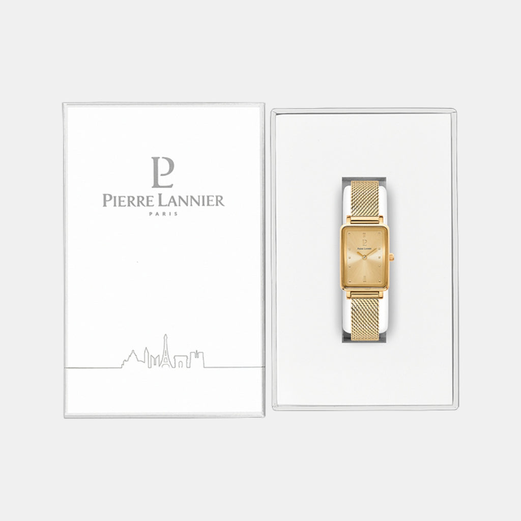 Ariane Women Quartz Gold Dial Analog Mesh Watch 057H542