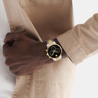 Museum Men Quartz Black Dial Chronograph Stainless Steel Watch 607777