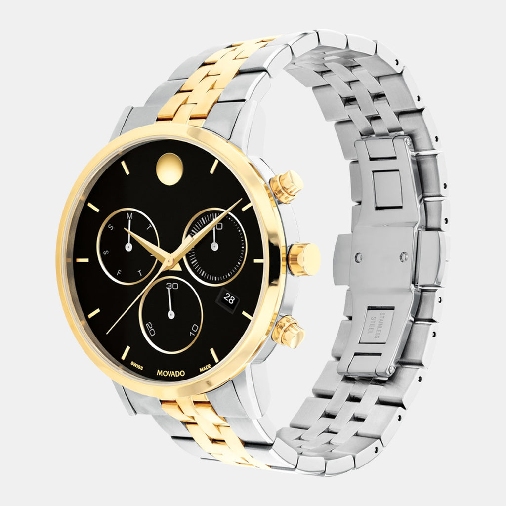 Museum Men Quartz Black Dial Chronograph Stainless Steel Watch 607777