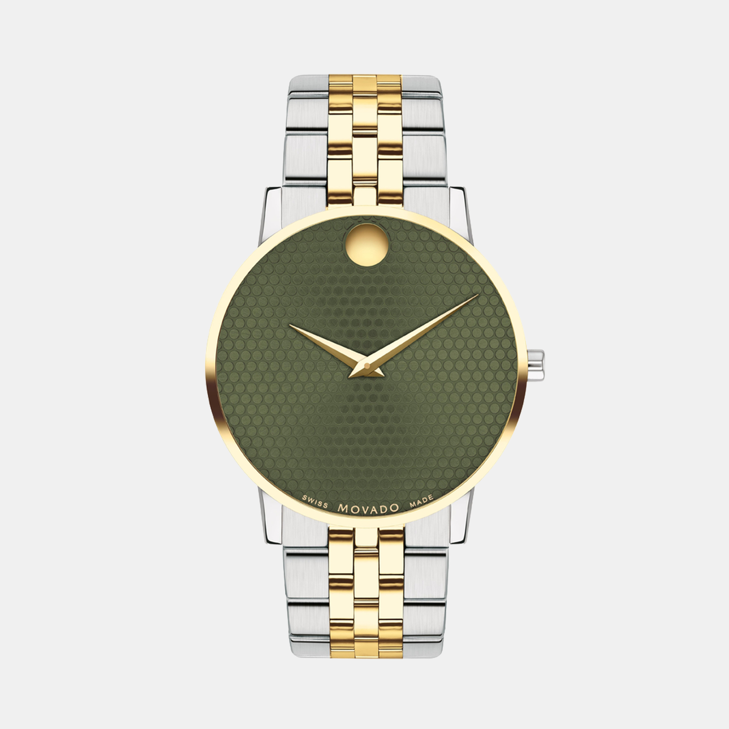 Men Quartz Green Dial Analog Stainless Steel Watch 607849