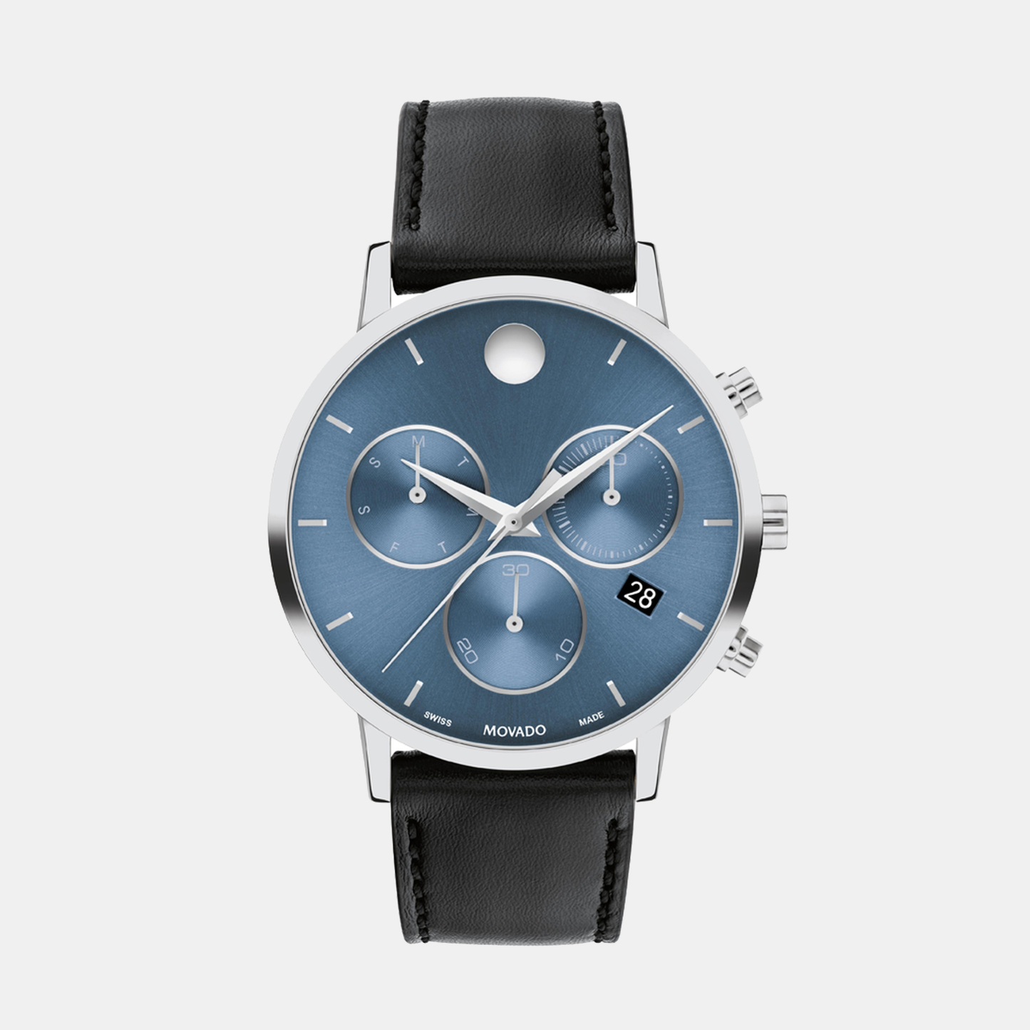 Men Quartz Blue Dial Chronograph Leather Watch 607889