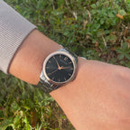 Roxane Women Quartz Black Dial Analog Stainless Steel Watch 068J739