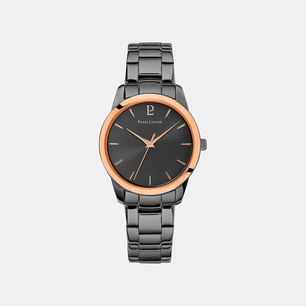 Roxane Women Quartz Black Dial Analog Stainless Steel Watch 068J739