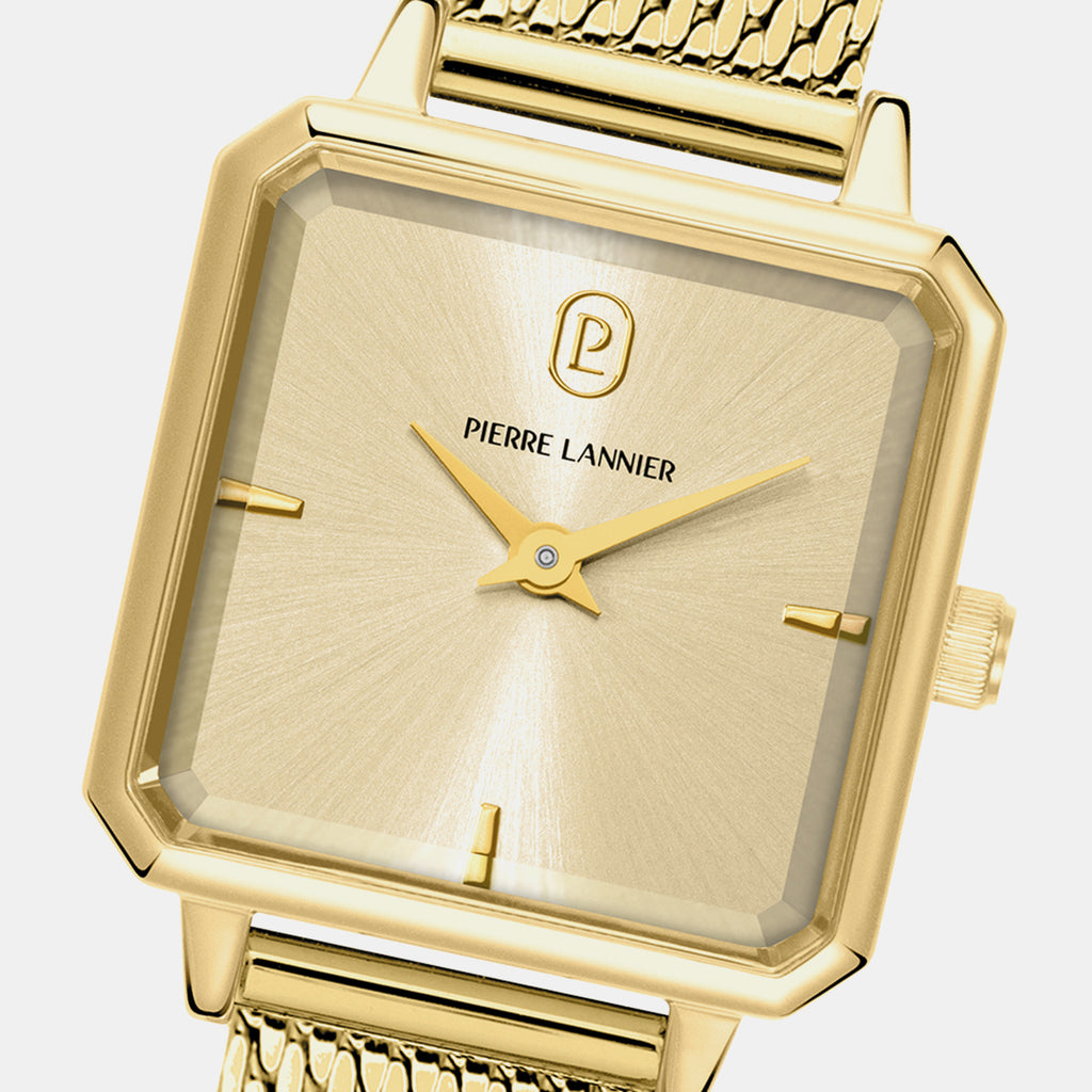 Leonor Women Quartz Gold Dial Analog Mesh Watch 072J542