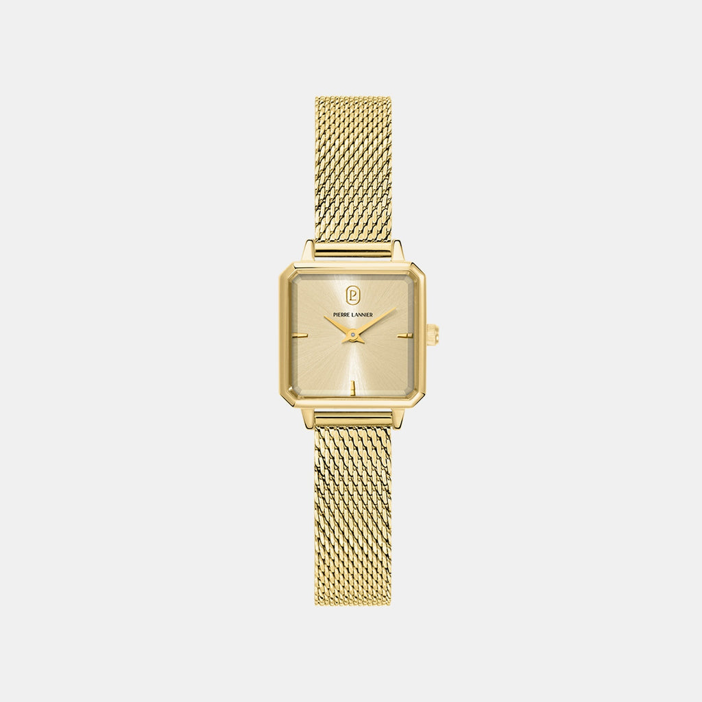 Leonor Women Quartz Gold Dial Analog Mesh Watch 072J542