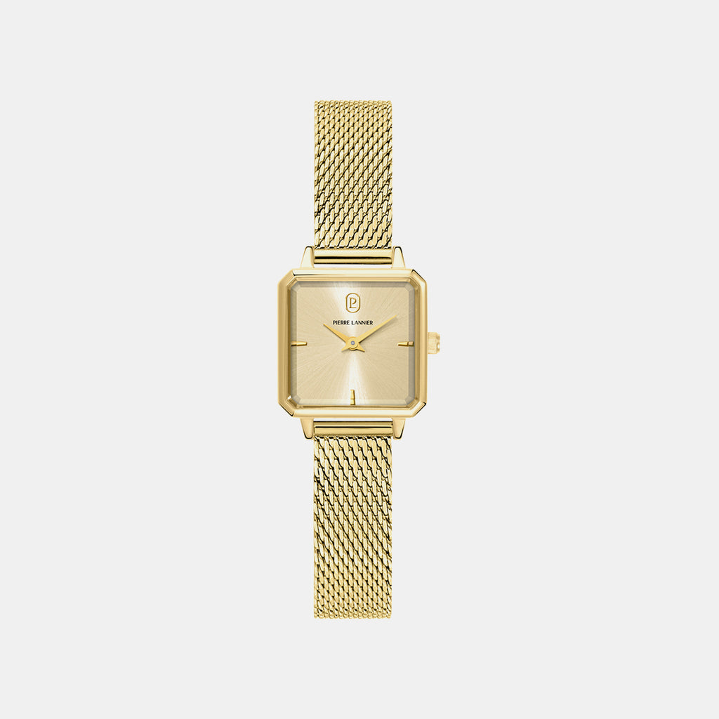Leonor Women Quartz Gold Dial Analog Mesh Watch 072J542