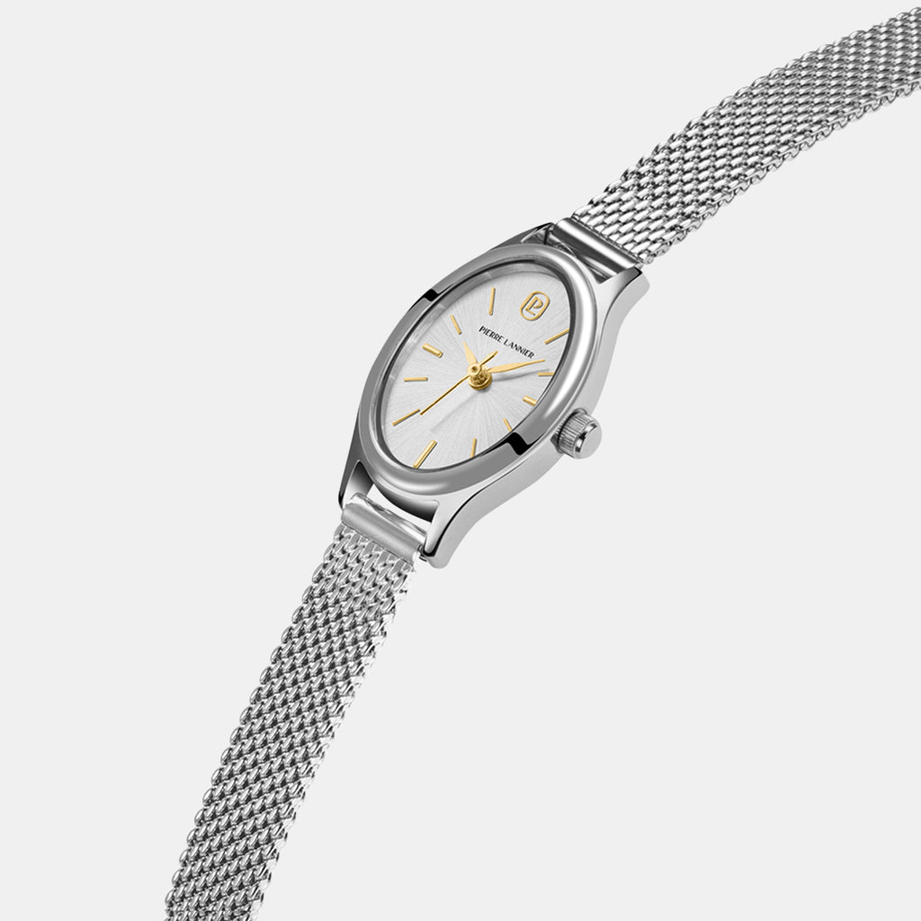 Ovalia Women Quartz Silver Dial Analog Stainless Steel Watch 074M621