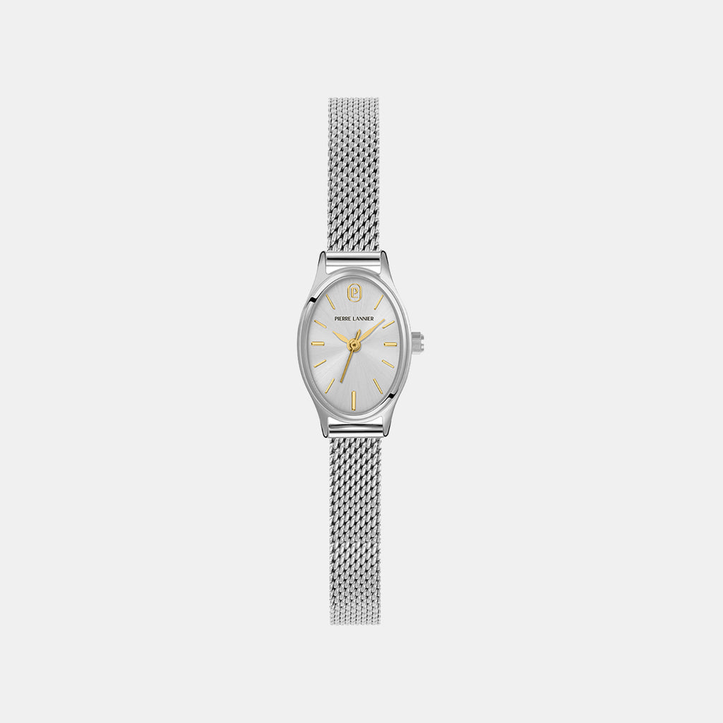 Ovalia Women Quartz Silver Dial Analog Stainless Steel Watch 074M621