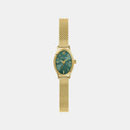 Ovalia Women Quartz Green Dial Analog Mesh Watch 075K572