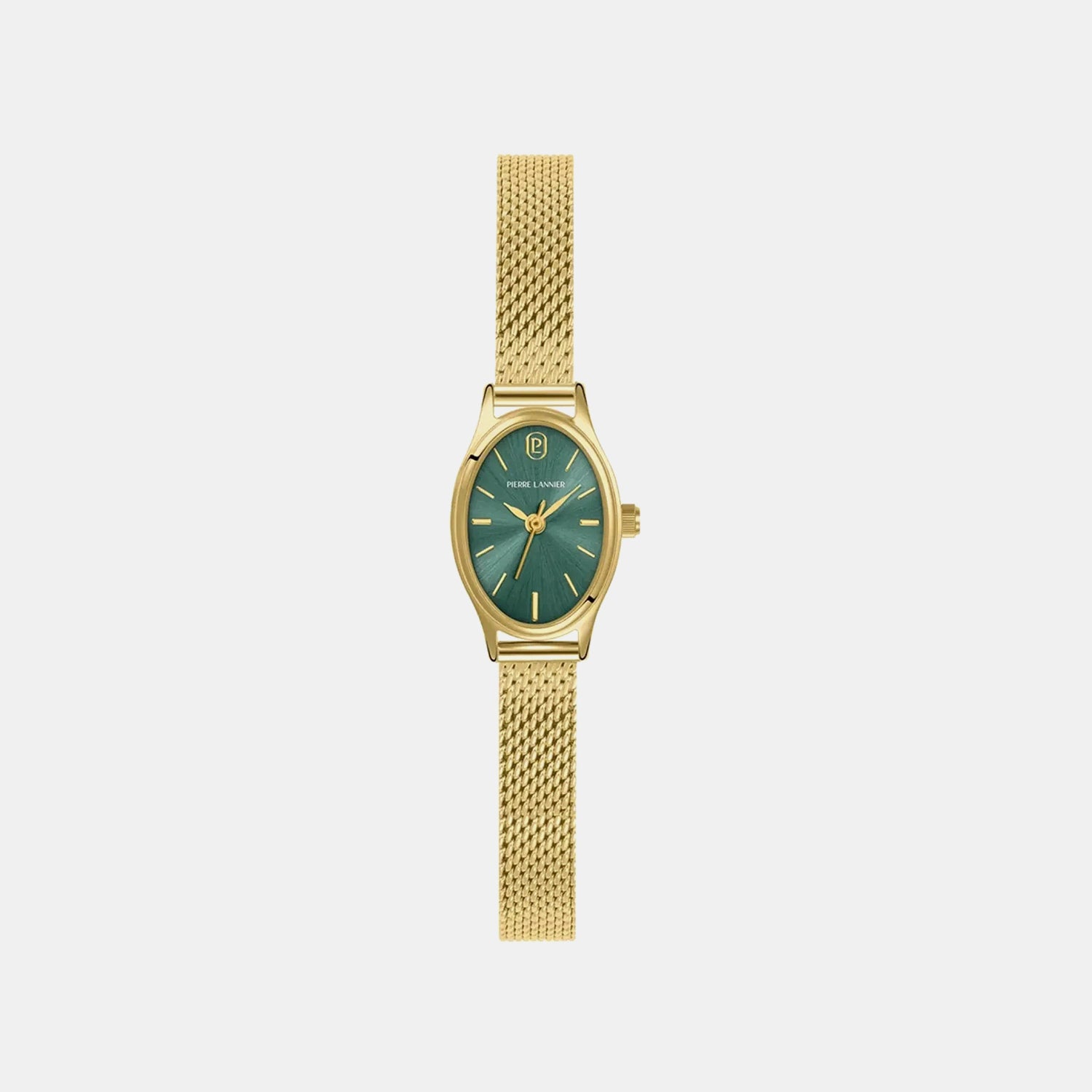 Ovalia Women Quartz Green Dial Analog Mesh Watch 075K572
