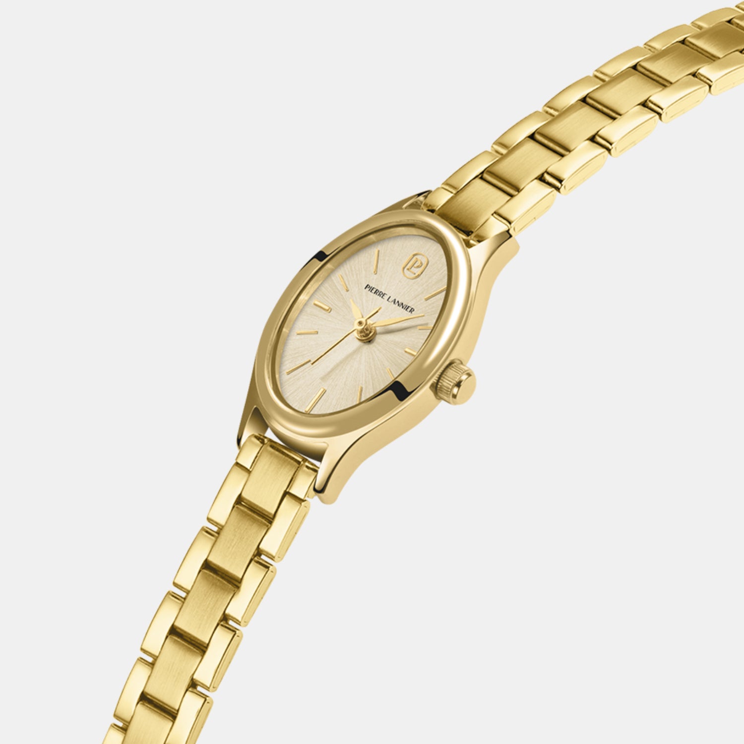 Ovalia Women Quartz Gold Dial Analog Stainless Steel Watch 076H542