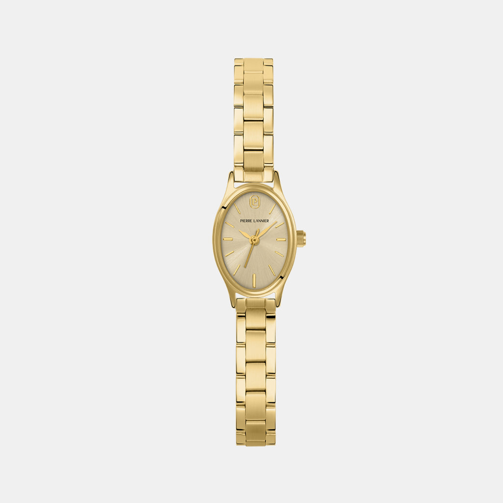 Ovalia Women Quartz Gold Dial Analog Stainless Steel Watch 076H542