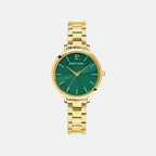 Chouquette Women Quartz Green Dial Analog Stainless Steel Watch 079M572