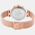 Lutecia Women Quartz Pink Dial Analog Mesh Watch 083J958