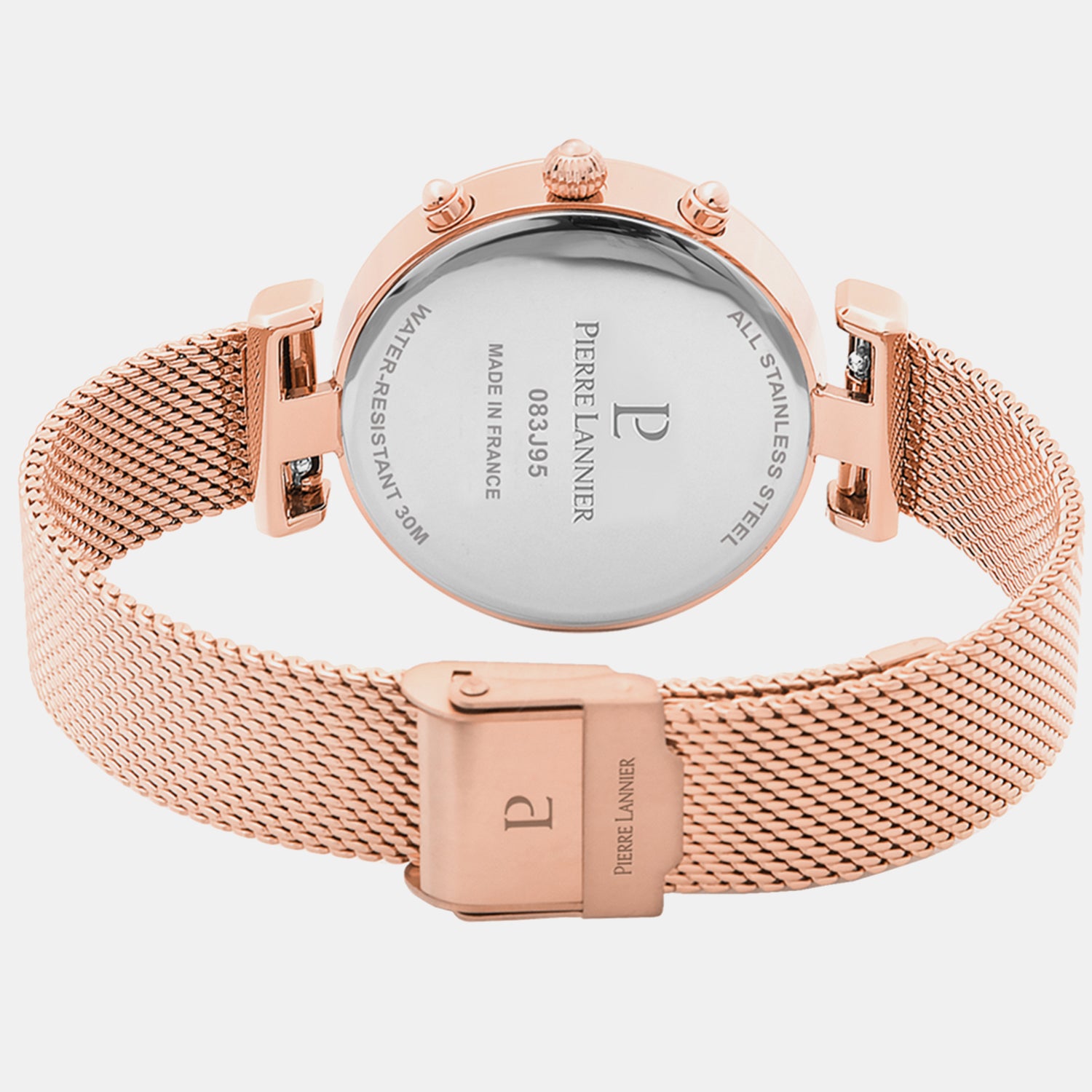 Lutecia Women Quartz Pink Dial Analog Mesh Watch 083J958