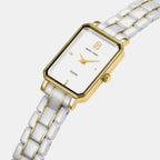 Ariane Women Quartz White Dial Analog Stainless Steel Watch 085L809