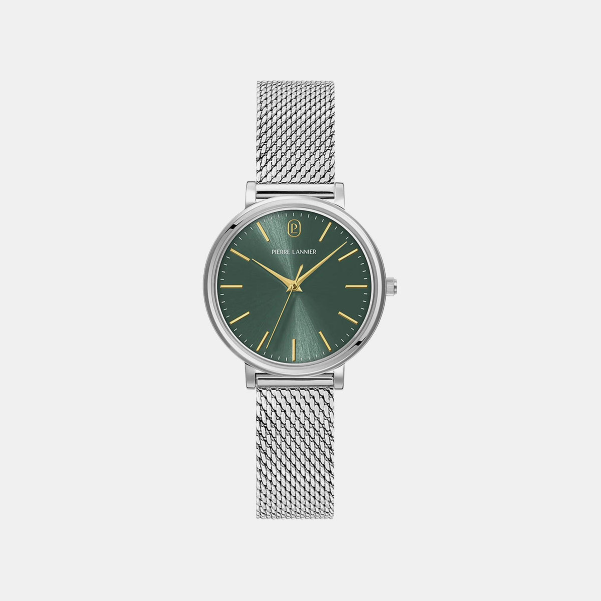 Essential Women Quartz Green Dial Analog Mesh Watch 086L671