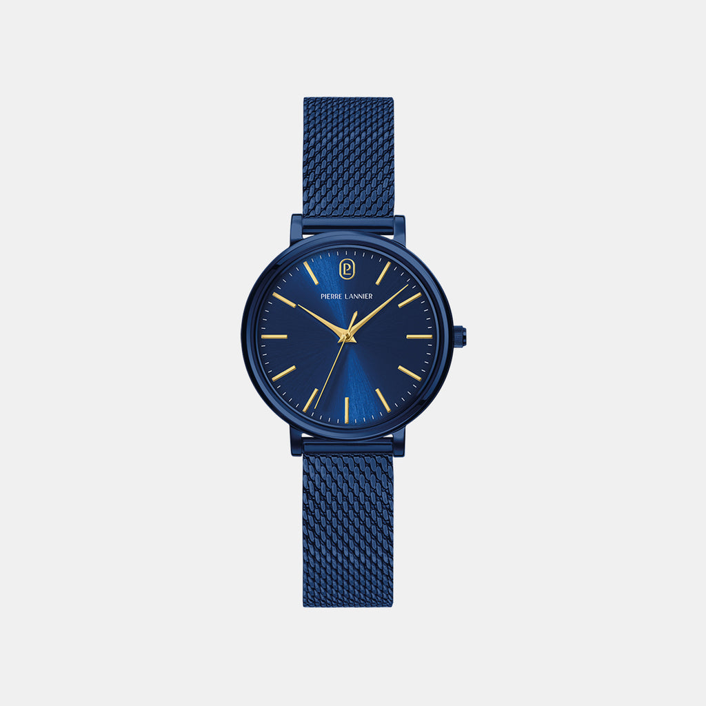 Essential Women Quartz Blue Dial Analog Stainless Steel Watch 088G869