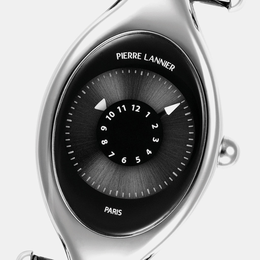 UFO Women Quartz Black Dial Analog Stainless Steel Watch 094L631