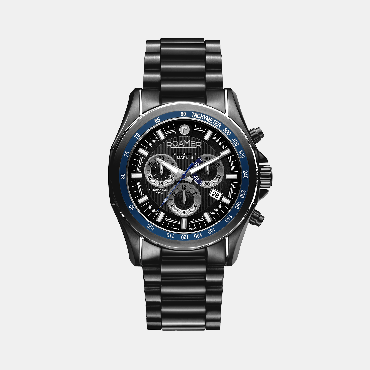 Rockshell Mark Iii Men Quartz Black Dial Chronograph Stainless Steel Watch 220837 45 85 50