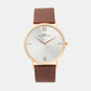 Men Quartz Silver Dial Analog Leather Watch 1005H-L0303