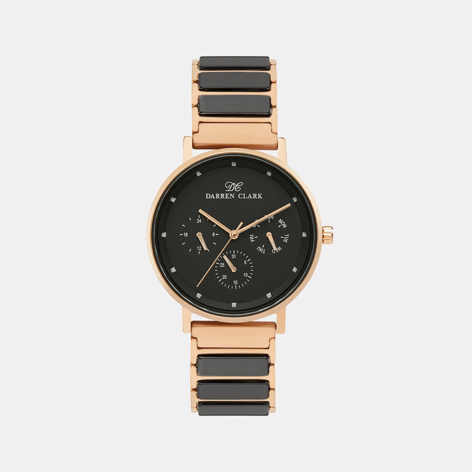 Darren Clark Round Black Chronograph watch