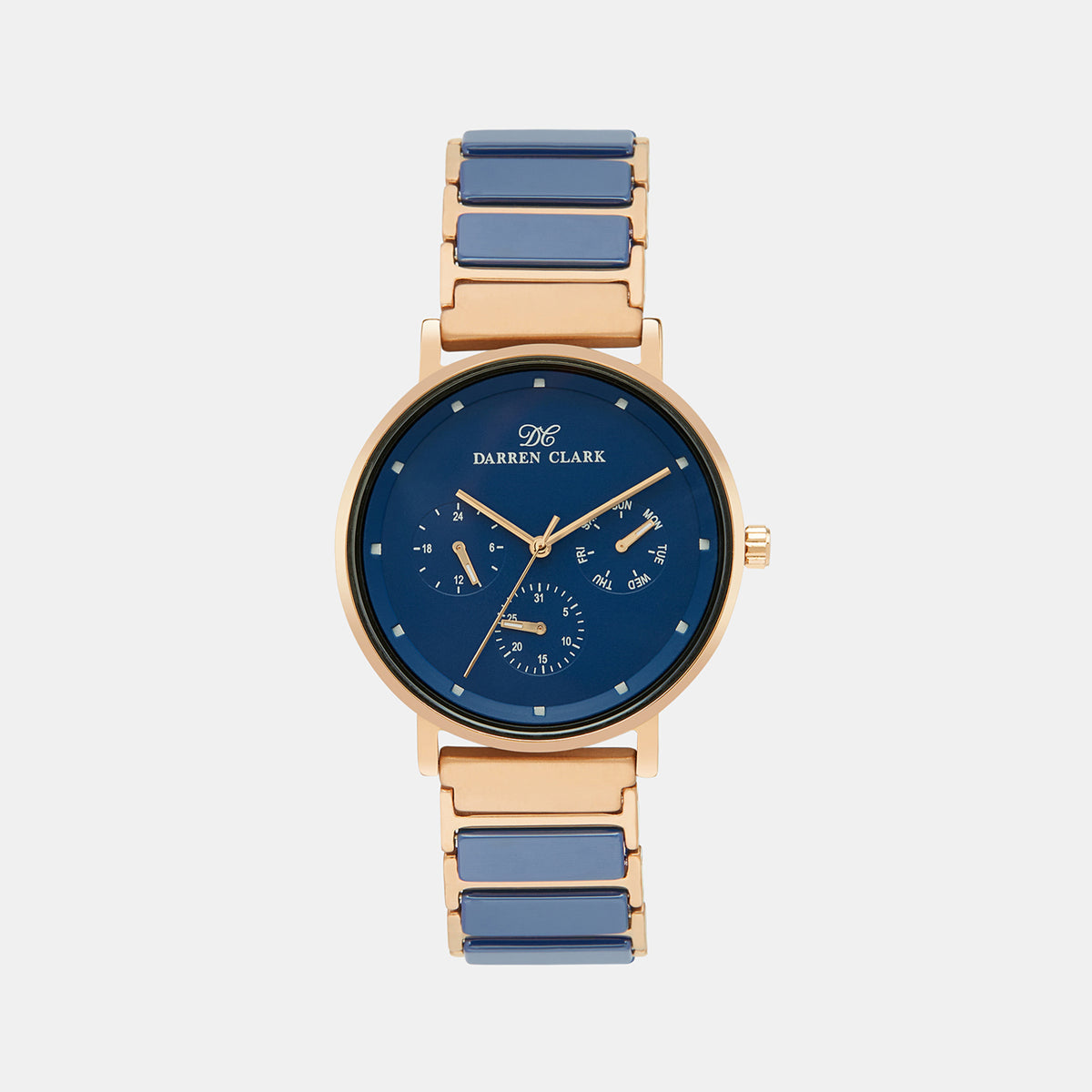 Darren Clark Round Blue Chronograph watch