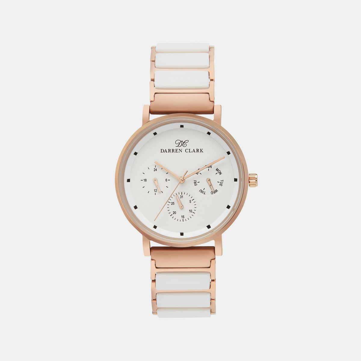 Darren Clark Round White Chronograph watch