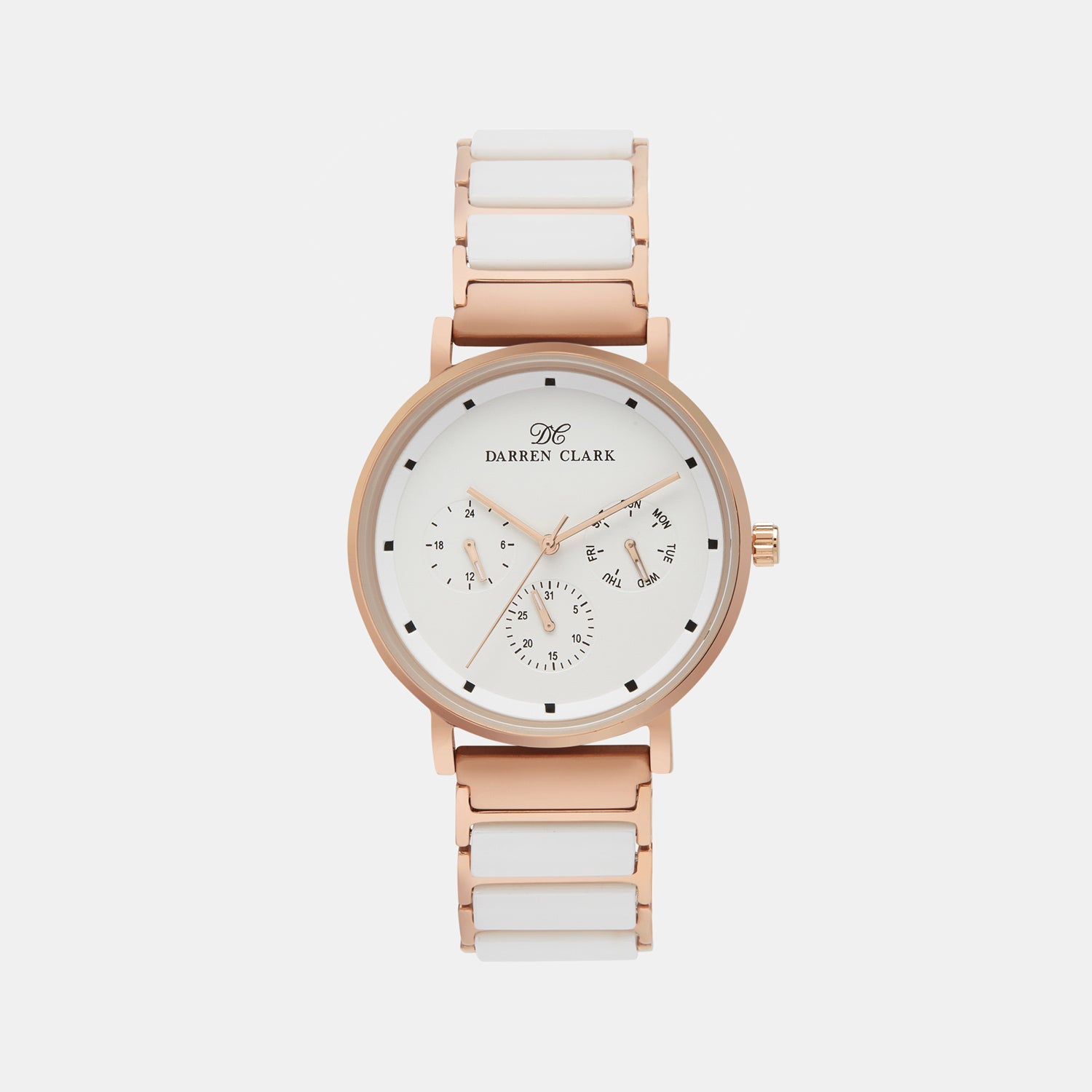 Darren Clark Round White Chronograph watch