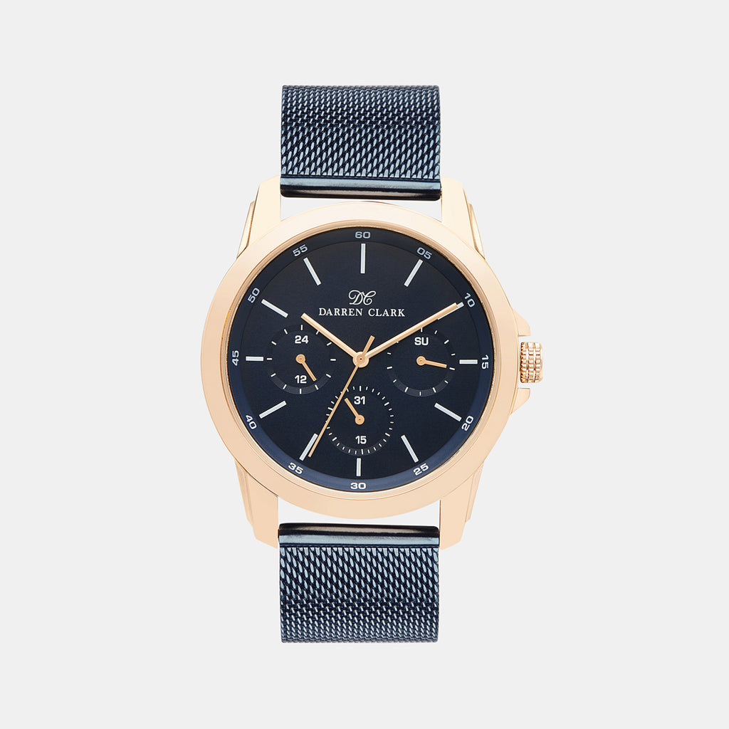 Darren Clark Round Blue Chronograph watch