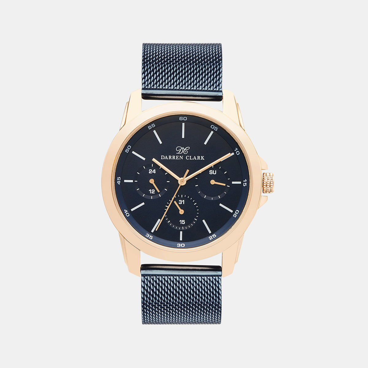 Darren Clark Round Blue Chronograph watch