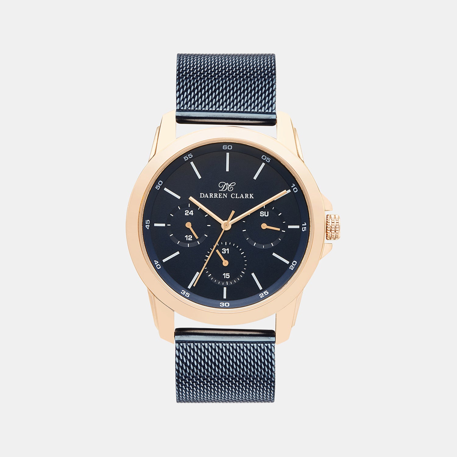 Darren Clark Round Blue Chronograph watch