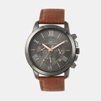 Men Quartz Grey Dial Chronograph Leather Watch 1009R-L0816