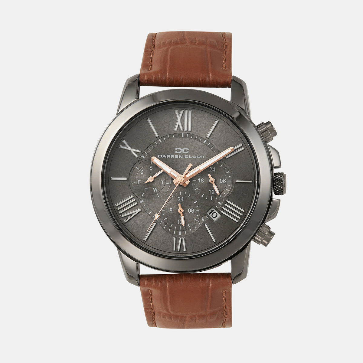 Men Quartz Grey Dial Chronograph Leather Watch 1009R-L0816