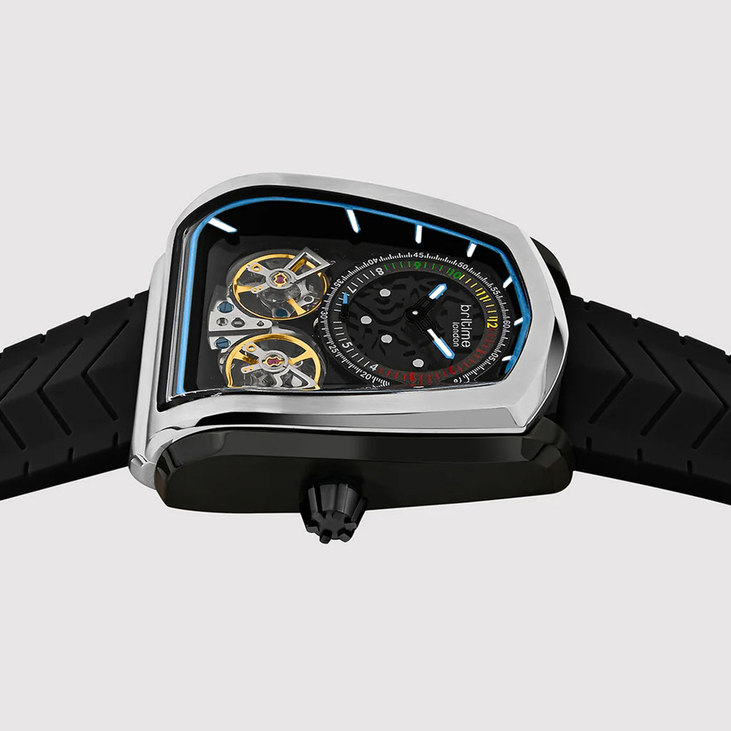 Aventus Men Automatic Black Dial Analog Silicone Watch 101-P10406