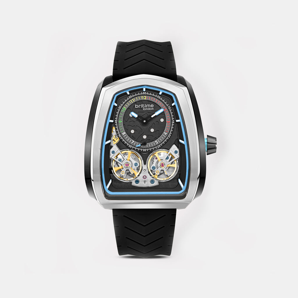 Aventus Men Automatic Black Dial Analog Silicone Watch 101-P10406