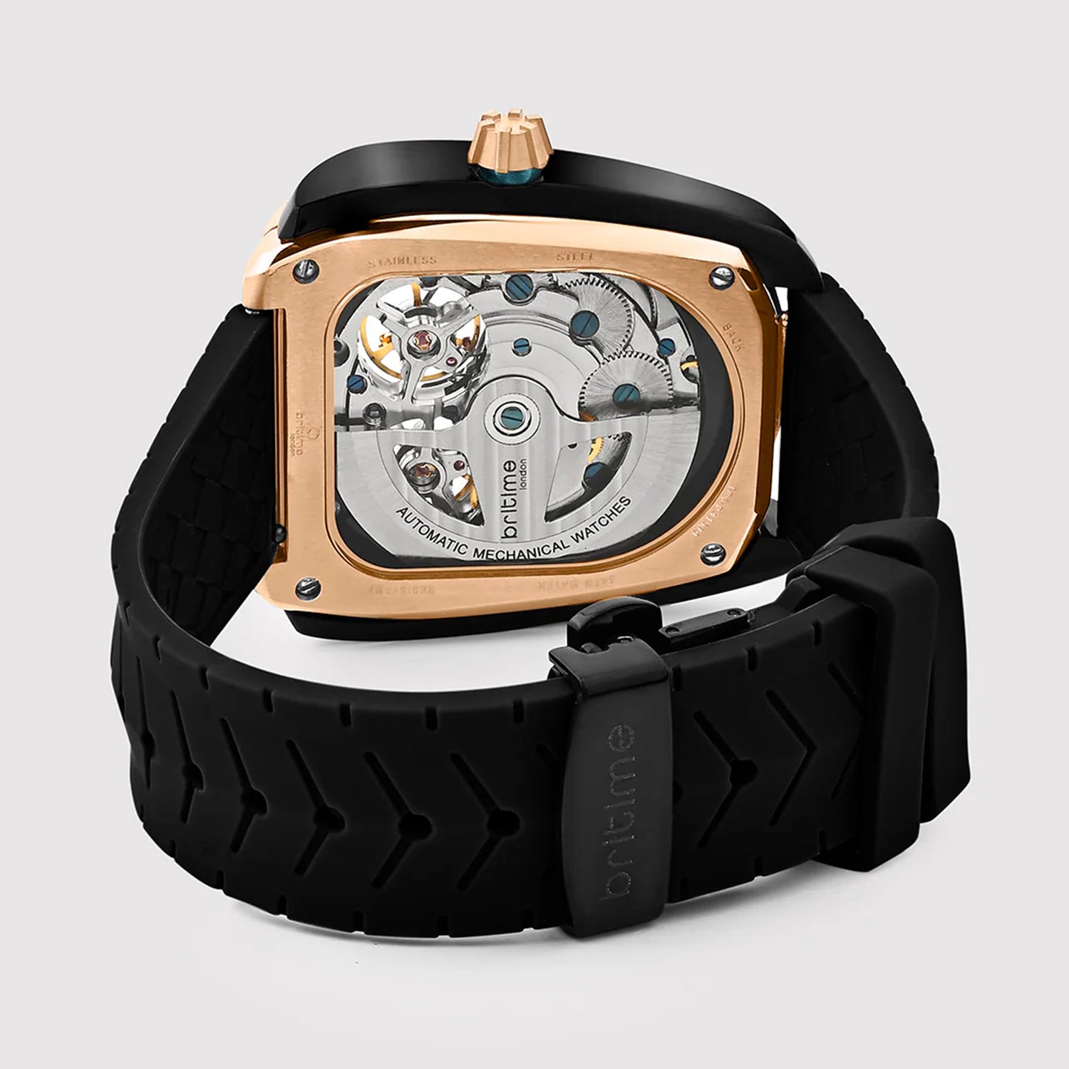 Aventus Men Automatic Black Dial Analog Silicone Watch 101-P30406