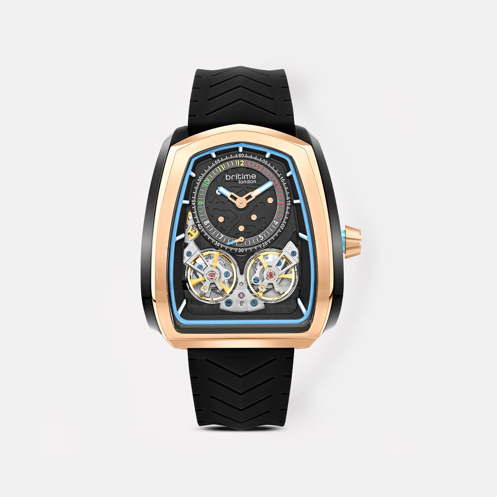 Aventus Men Automatic Black Dial Analog Silicone Watch 101-P30406