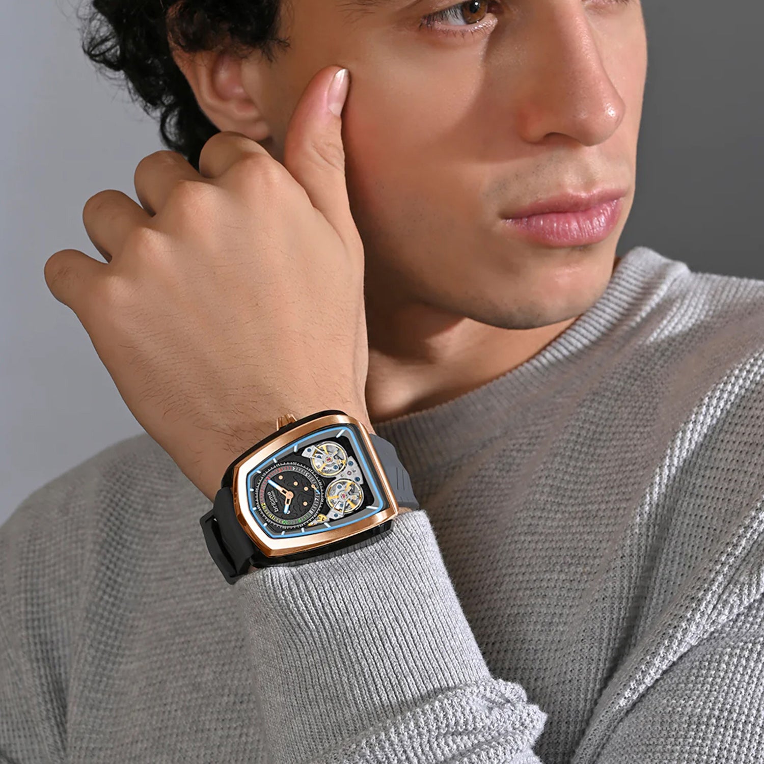 Aventus Men Automatic Grey Dial Analog Silicone Watch 101-P31509