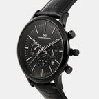 Men Quartz Black Dial Chronograph Leather Watch 1015F-L0404