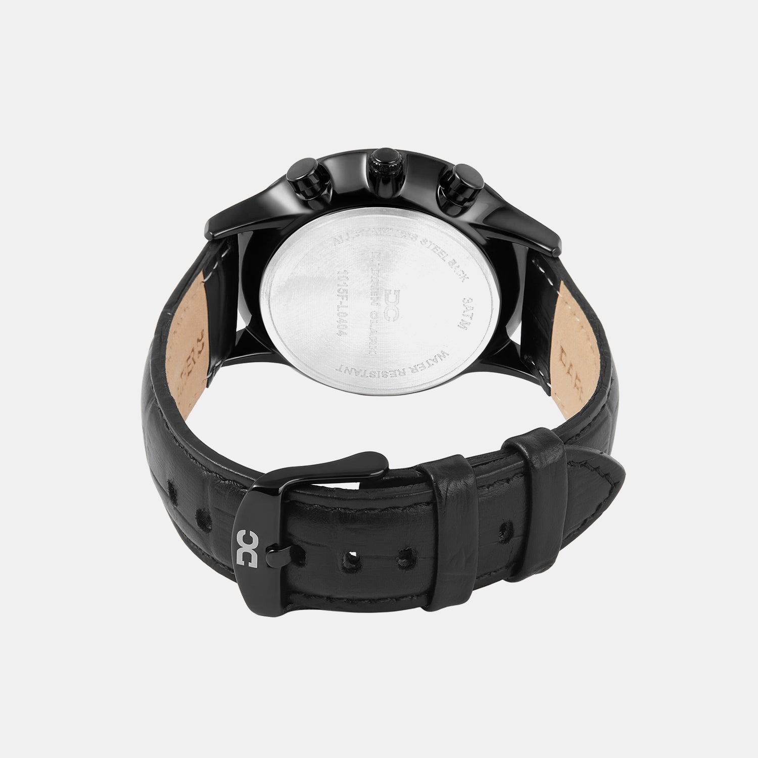 Men Quartz Black Dial Chronograph Leather Watch 1015F-L0404