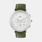 Men Quartz White Dial Chronograph Leather Watch 1015L-L0103