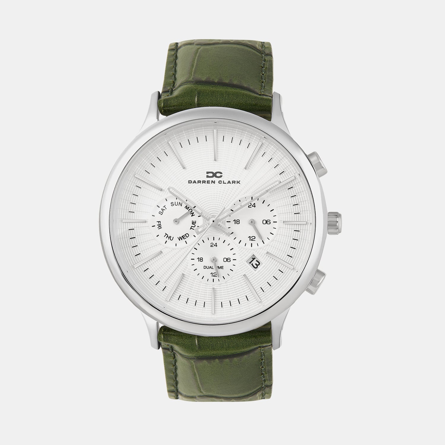 Men Quartz Silver Dial Chronograph Leather Watch 1015L-L0103